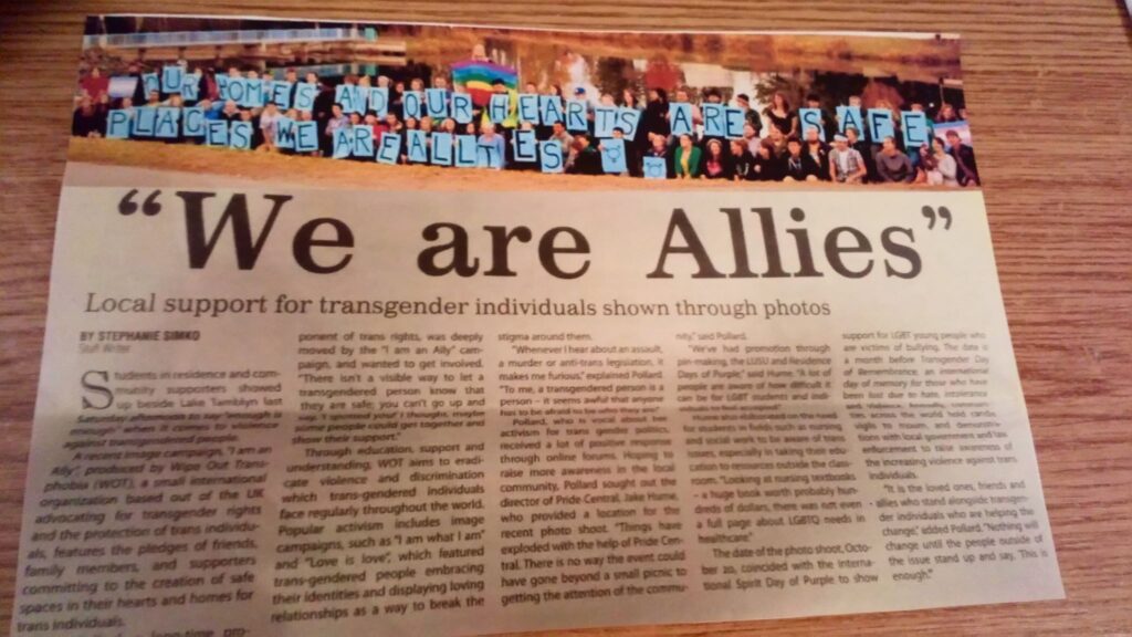 People in Ontario Supporting Wipe Out Transphobia